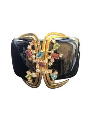 Cristina Sabatini Black & Crystal Cuff Bracelet